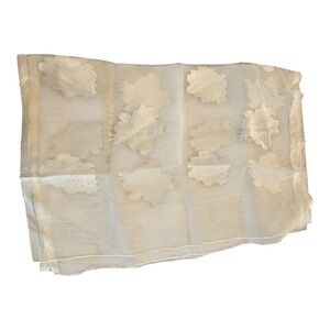 Floral Embroidered Sheer Scarf Wrap Shawl Lightweight Elegant Ivory